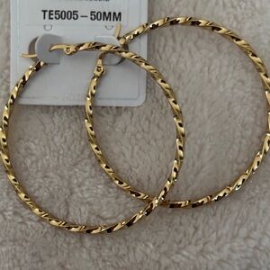Gold Twisted Hoop Earrings - Women Jewelry
